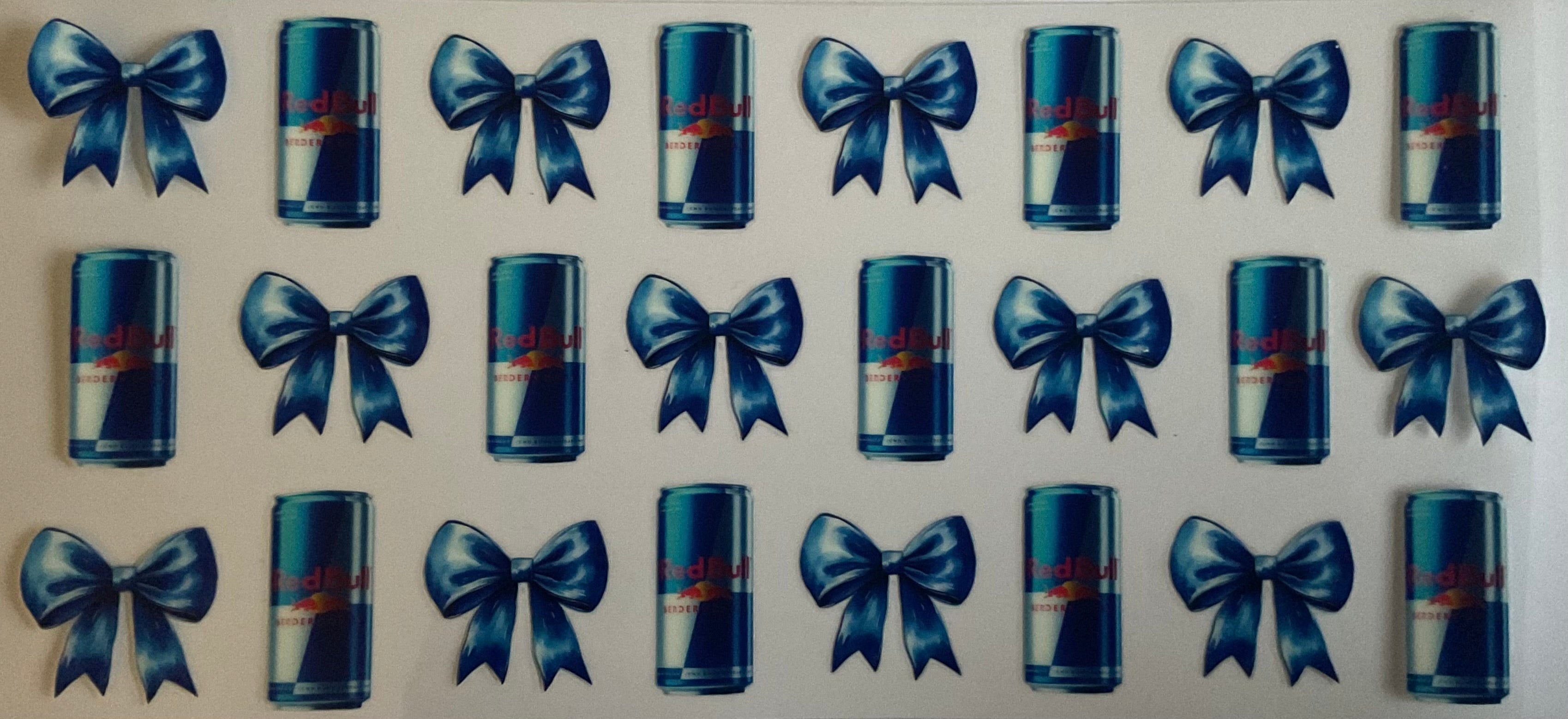Red bull with blue bows